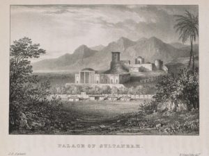 <p>Fig. 3. James Alexander’s illustration of the Qajar palace known as Sepehr-e Barin (image: Alexander, <em>Travels from India to England</em>, pl. between pages 178-179)</p>
<p>&nbsp;</p>
