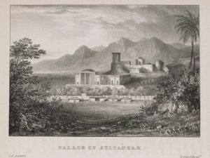 <p>Fig. 3. James Alexander’s illustration of the Qajar palace known as Sepehr-e Barin (image: Alexander, <em>Travels from India to England</em>, pl. between pages 178-179)</p>
<p> </p>
