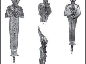 <p>Fig. 10. Bronze Statuettes of Osiris (after Wuttman-et-al.,“Premier rapport préliminaire des travaux sur le site de ’Ayn Manawir (oasis de Kharga),”  p. 432)</p>
