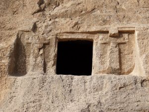 <p>Fig. 3. Tomb with a decorated façade imitating the façade of the Achaemenid rock-cut tombs (photo: M. T. Atayi)</p>
