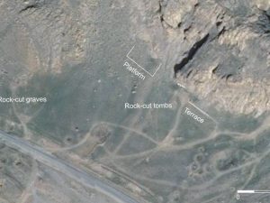 <p>Fig. 5. Aerial view of the site with the location of the cliffside and other structures (photo: M. T. Atayi)</p>
