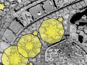 <p>Fig. 7. Tile analysis of the lower spandrels of the Gonbad-e Kabūd’s niches (image: Bier, “The Decagonal Tomb Tower at Maragha and Its Architectural Context,” p. 256, fig. 6).</p>