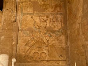 <p>Fig. 9: Seth as a winged, falcon-headed deity spearing Apophis, on the north façade of the Darius Temple (image: R. Röllinger).</p>
