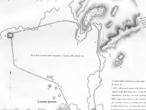 <p>Fig. 2. Ker Porter’s topographic map of ancient Rey (image: Ker Porter, <em>Travels</em>, vol. 1, pl. 6)</p>
