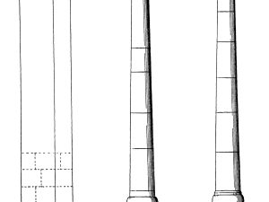 <p>Fig. 6. Reconstruction of the standing columns by Ernst Herzfeld (Herzfeld, <em>Iran in the Ancient East</em>, p. 284, fig. 383)</p>
