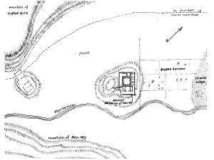 <p>Fig. 9. Hakemi’s topographic map of the site in 1955 (Hakemi, “The Excavation of Khurha,” <em>East and West</em> 40/1, 1990, p. 18, fig. 6)</p>
