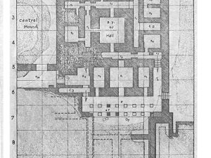 <p>Fig. 15. Hakemi’s excavations in 1955. Plan of the main building with a colonnade (Hakemi, “The Excavation of Khurha,” <em>East and West</em> 40/1, 1990, p. 20, fig. 9)</p>
