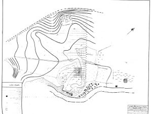 <p>Fig. 26. Topographic plan of the site with the excavated areas (Rahbar, M., <em>Kāvoshhāy-e bāstānshenāsi-ye Khorheh</em>, Tehran, 1382 H.S./2003)</p>
