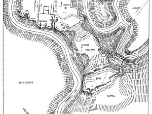 <p>Fig. 2. Topographic plan of Qal’eh Zohāk (after Kleiss, “Qal’eh Zohāk in Azerbaidjan,” fig. 2).</p>
