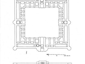 <p>Fig. 2. Rōbāt-e Mahi. Plan and section of the caravanserai (image. Kleiss, <em>Karawanenbauten in Iran, </em>p. 41, fig. 50)</p>
