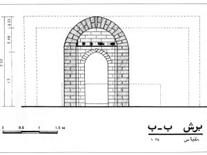 <p>Fig. 7. Section of the vaulted doorway (after Rahbar, “Ārāmgāh-e zirzamini-ye elymā’i dar Sāleh Dāvood,” p. 301, fig. 8)</p>
