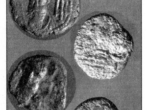 <p>12. Coins found in the tomb chamber (Rahbar, “Ārāmgāh-e zirzamini-ye elymā’i dar Sāleh Dāvood,” p. 308, pl. 24)</p>
