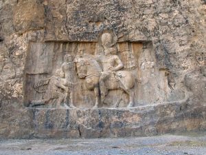 <p>Fig. 5. Naqsh-e Rōstam. The Victory Scene of Shapur I over Roman Emperors.</p>

