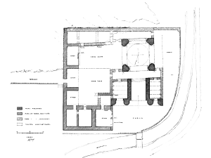 <p>Fig. 2. Plan of the architectural complex at Atash-Kūh by Maxime Siroux (photo: after M. Siroux, “Le site d’Atesh-Kouh près de Delidjan,” <em>Syria</em>, vol. 40/1,  fig. 3)</p>
