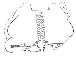 <p>Fig. 8. Drawing of a bull-headed double-protome capital (drawing: A. Askari Chaverdi)</p>
