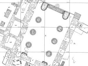 <p>Fig. 1. The plan of the pillared hall at Chāl Talkhān (image: Thompson, <em>Stucco from Chal Tarkhan-Eshqabad</em>).</p>
