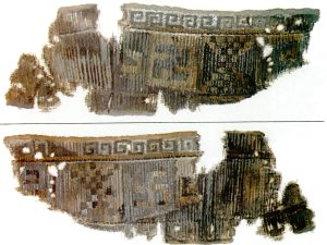 <p>Fig. 1. A fragmentary rug in wool from Tepe Hemmat (after Kambakhsh Fard,<em> Parthian Pithos-Burials at Germi (Azarbaijan)</em>, pl. 122)</p>
