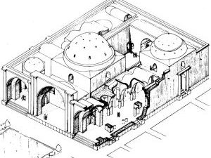 <p>Fig. 5. The reconstruction by Maxime Siroux (after Siroux, “Le palais de Sarvistan et ses voûtes,”fig. 9, pl. 29)</p>
