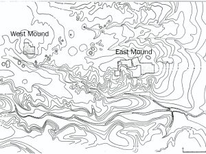 <p>Fig. 1. The topographic plan of Sang-e Chakhmaq with the two mounds (image: Masuda, “Excavation at Tappeh Sang-e Caxmaq,” <em>Archiv für Orientforschung</em>, fig. 1).</p>
